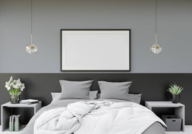 istock 3D interoir design for bedroom and mockup frame 1441334984