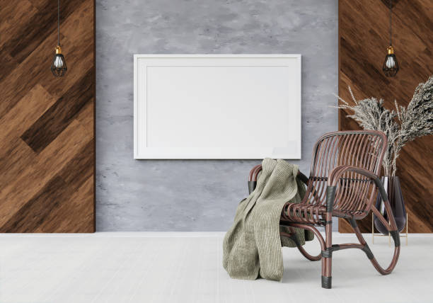 istock 3D interoir design for living room and mockup frame 1441336460