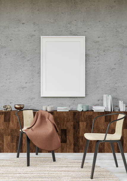 istock 3D interoir design for living room and mockup frame 1441336565