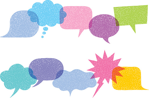 Vector set of speech bubble icons with textured effect. EPS 10 file contains transparencies.