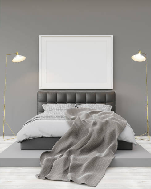 istock 3D interoir design for bedroom and mockup frame 1441340550