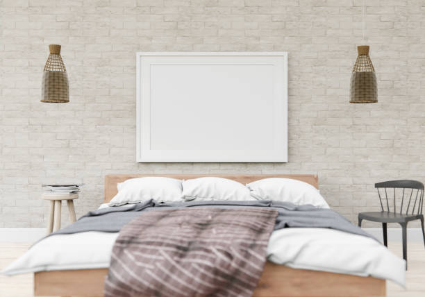 istock 3D interoir design for bedroom and mockup frame 1441340797