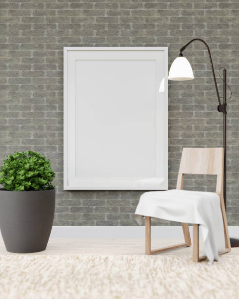 istock 3D interoir design for living room and mockup frame 1441341679