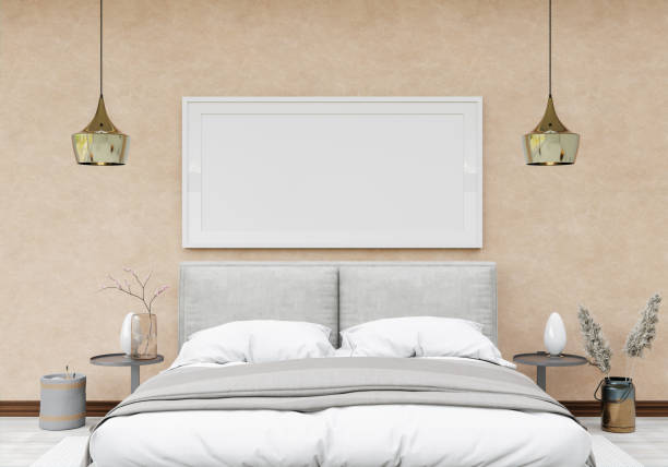 istock 3D interoir design for bedroom and mockup frame 1441342136