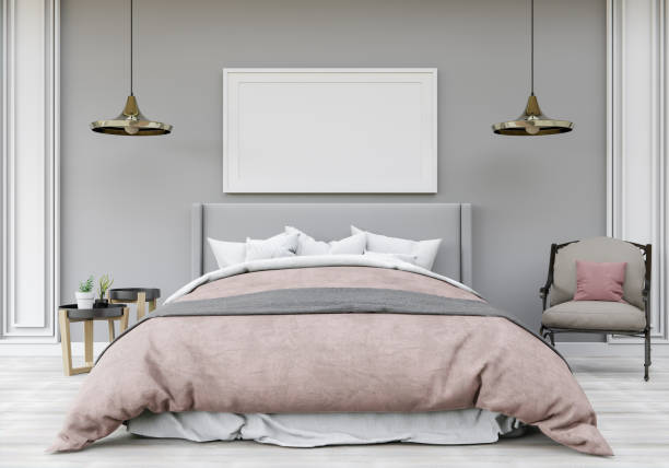 istock 3D interoir design for bedroom and mockup frame 1441342406