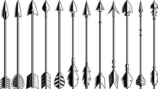 Set of archer arrows. Design element for label, sign. Vector illustration