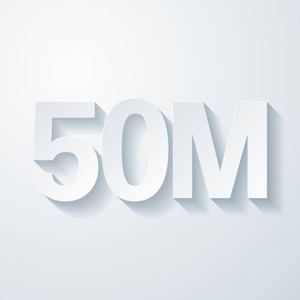 istock 50M - Fifty million. Icon with paper cut effect on blank background 1441343422
