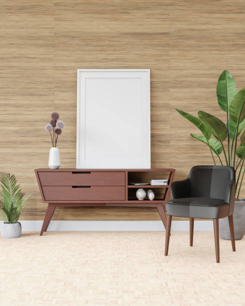 istock 3D interoir design for living room and mockup frame 1441343558