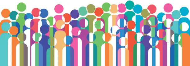 Vector illustration of Large group of people. Geometric illustration of crowd .