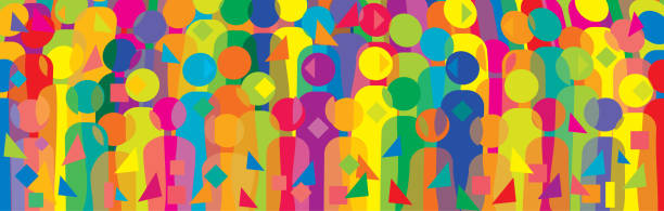 istock Large group of people. Geometric illustration of crowd . 1441344038