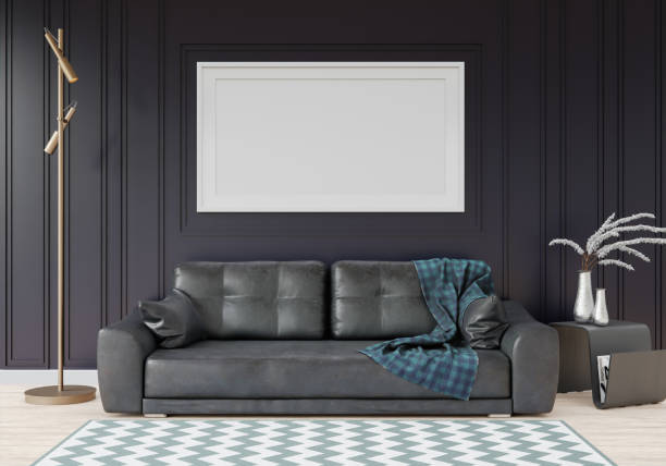 istock 3D interoir design for living room and mockup frame 1441345314