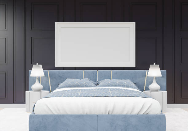 istock 3D interoir design for bedroom and mockup frame 1441345651