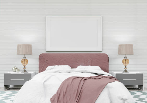 istock 3D interoir design for bedroom and mockup frame 1441346734