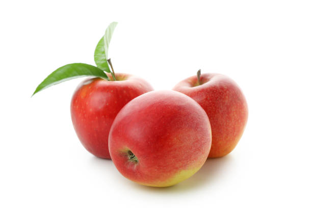 istock Ripe red apples isolated on white background 1441347147