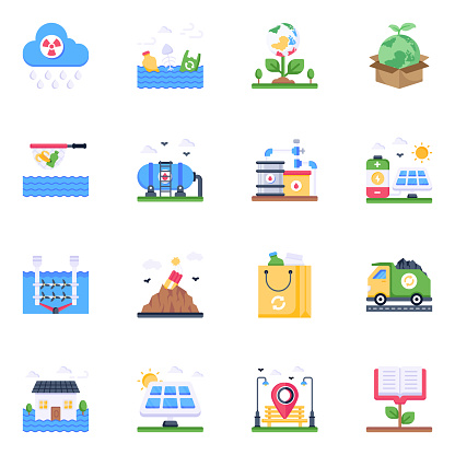 These ecological icons relate to global surroundings and environment, Best fit for educational and awareness campaigns.