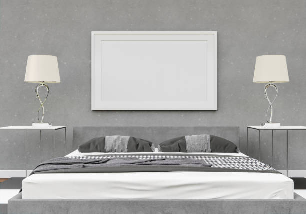 istock 3D interoir design for bedroom and mockup frame 1441348690