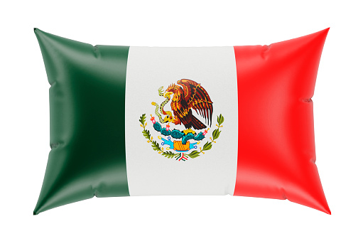 Pillow with Mexican flag, 3D rendering isolated on white background