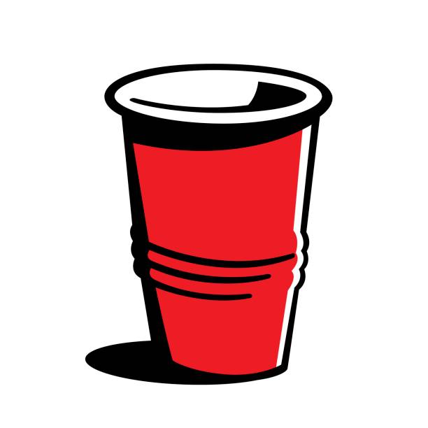 пластиковый стаканчик doodle 6 - disposable cup red beer plastic stock illustrations