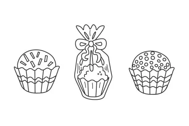 Vector illustration of Brazilian round chocolate candy doodle collection