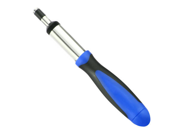 白に隔離された手工具 - screwdriver isolated blue work tool ストックフォトと画像