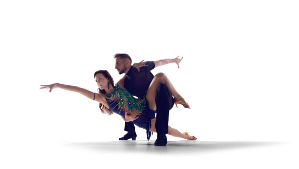 istock Couple dancers perform dance on isolated on white 1441351819