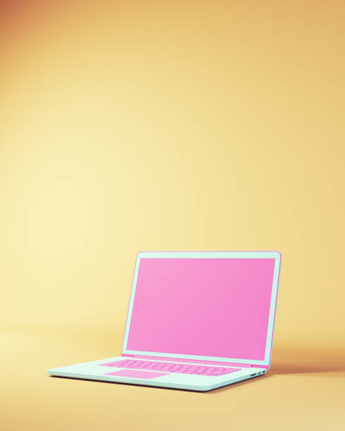 istock Laptop Computer Notebook Internet Communication Safety Pink Blue Yellow Beige Technology Keyboard Screen Touchpad 1441351826