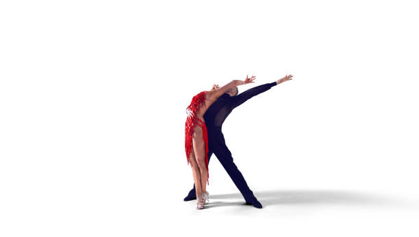 istock Couple dancers perform dance on isolated on white 1441351869
