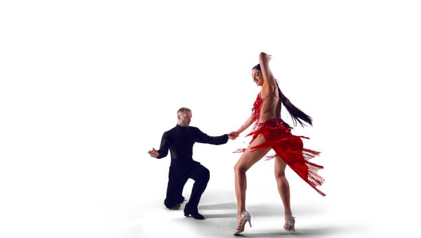 istock Couple dancers perform dance on isolated on white 1441351966