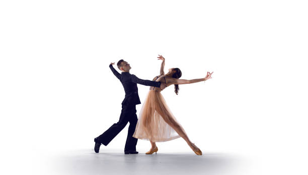 istock Couple dancers perform dance on isolated on white 1441352081