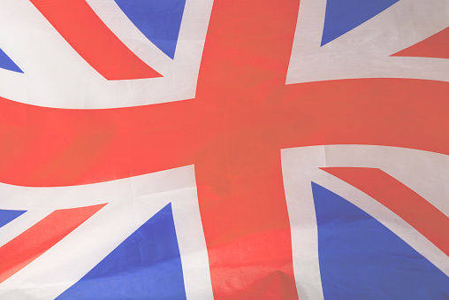 Great britain flag as a background. Top view.