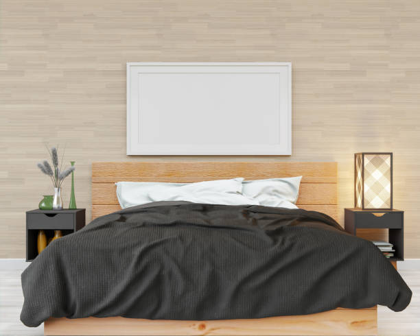 istock 3D interoir design for bedroom and mockup frame 1441352306