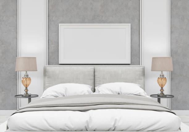 istock 3D interoir design for bedroom and mockup frame 1441352442