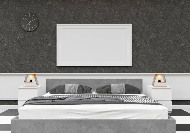 istock 3D interoir design for bedroom and mockup frame 1441352655
