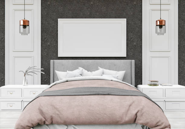 istock 3D interoir design for bedroom and mockup frame 1441352661