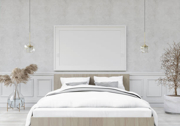 istock 3D interoir design for bedroom and mockup frame 1441354251