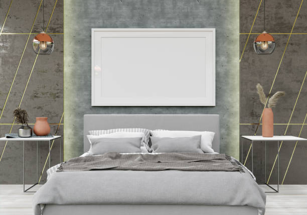 istock 3D interoir design for bedroom and mockup frame 1441354269