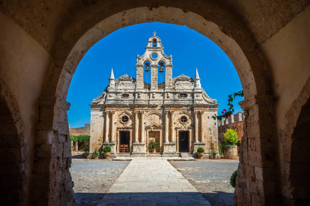 Arkadi Monastery (in Greek Moní Arkadíou) stock photo