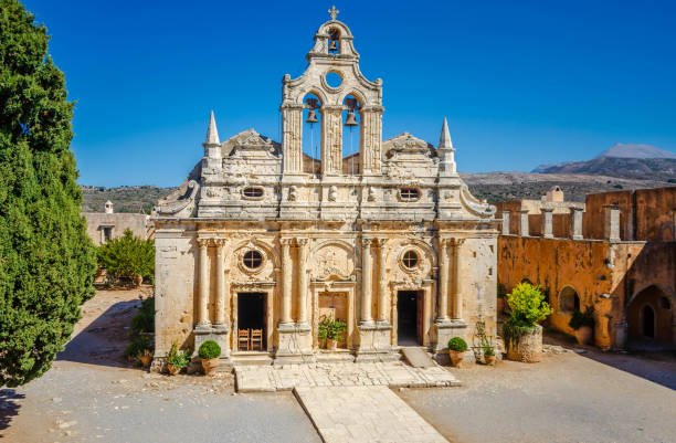 Arkadi Monastery (in Greek Moní Arkadíou) stock photo
