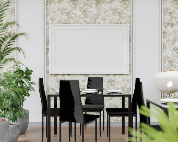 istock 3D interoir design for dinning room and mockup frame 1441355099
