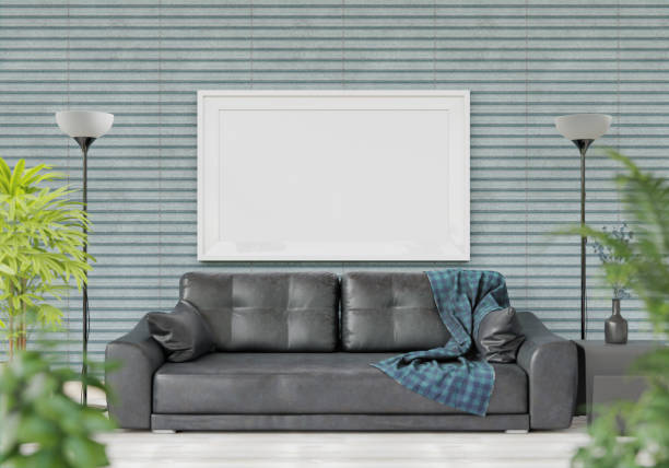 istock 3D interoir design for living room and mockup frame 1441355908