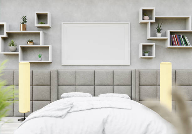 istock 3D interoir design for bedroom and mockup frame 1441355933