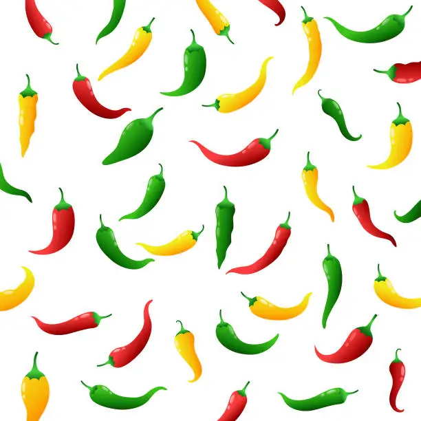 Vector illustration of Chili peppers seamless pattern