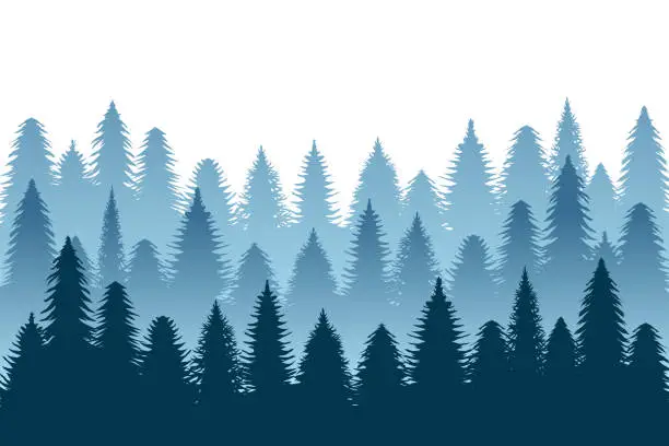 Vector illustration of Coniferous winter forest background