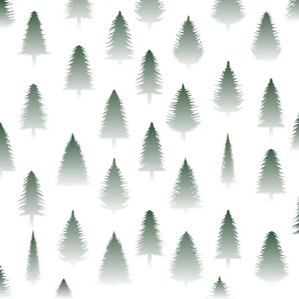 Vector illustration of Seamless coniferous trees background