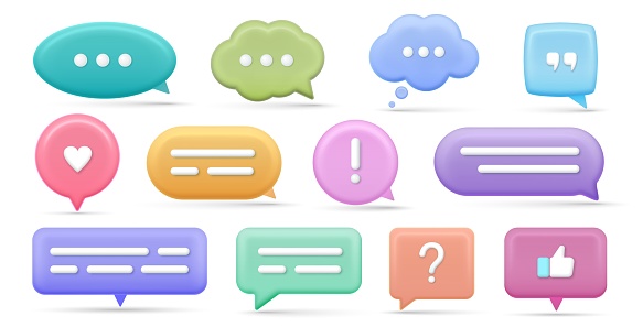 Speaking Message Box Set Of 3d Speak Bubble Chatting Box Message Box Social Network ...