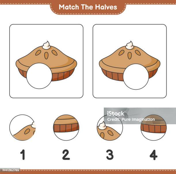 6 Halves Match The Halves Match Halves Of Pie Educational Children Game ...