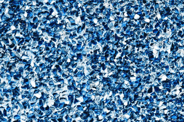 istock Glass pieces texture. Broken glass pattern. Shattered crystal glass frame. Decorative blue wall. 1441363123