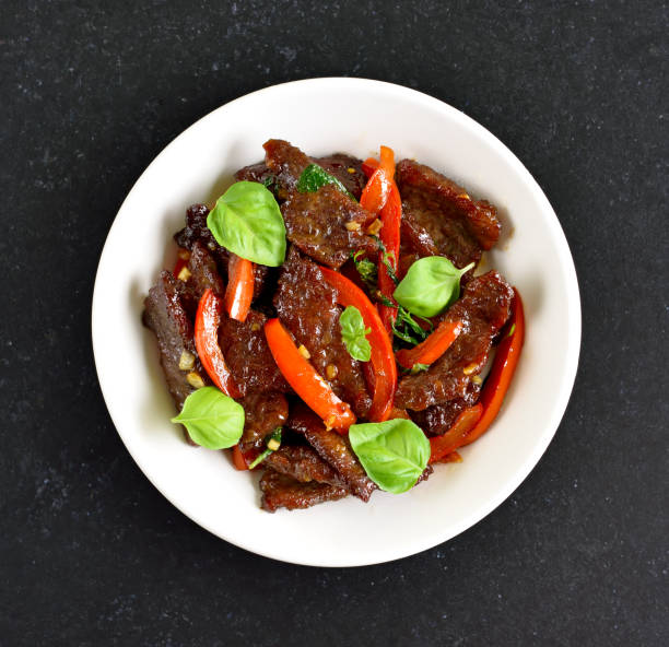 Thai style stir-fry beef stock photo