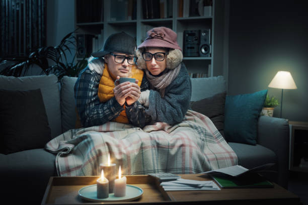 istock Frustrated couple feeling cold at home 1441363552