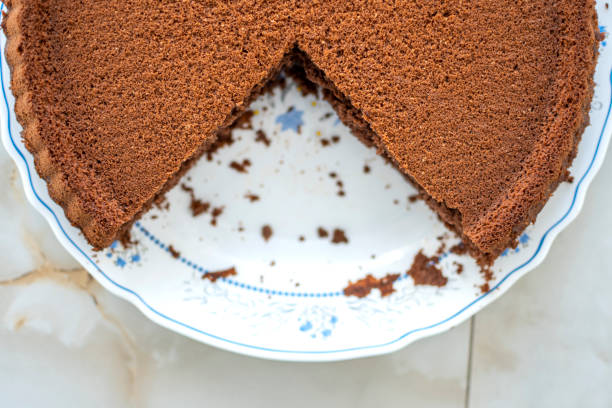 Chocolate cake on marble